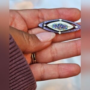 Vintage Floral Sterling Enamel Brooch